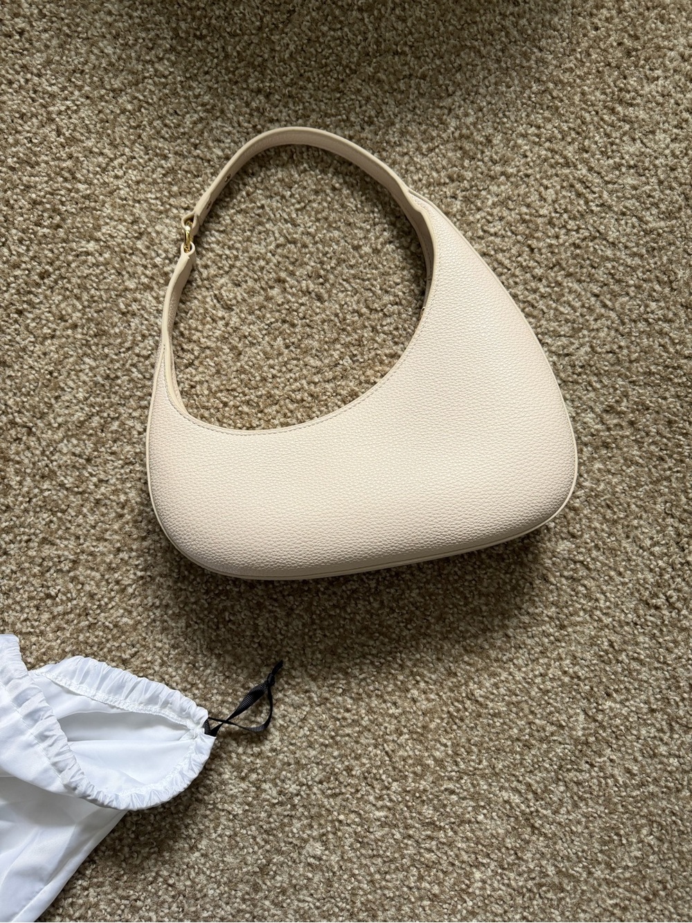 JW PEI Pebbled Vegan Leather Beige Hobo Shoulder Bag - Picture 5 of 10